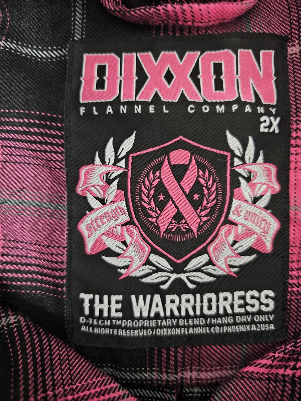 Dixxon Flannel Company The Warrioress Breast Cancer Awareness Plaid Shirt 2x - Picture 8 of 9